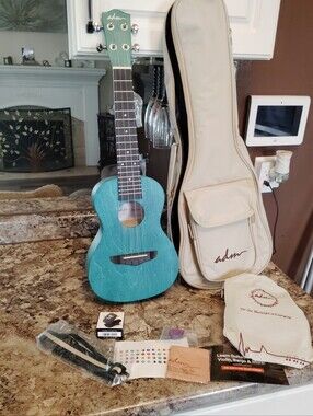 adm Teal Guitar Ukulele with Case and Accessories
